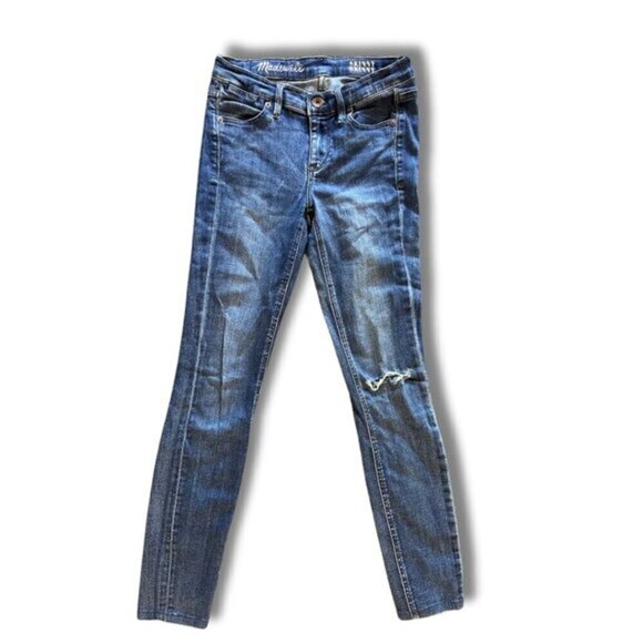 MADEWELL SKINNY WOMEN'S MEDIUM BLUE WASH DISTRESSED 24X32 JEANS HIGH RISE - Picture 1 of 11